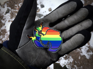 Rainbow Antarctica stickers Mark Vogler received while out there earlier this year.